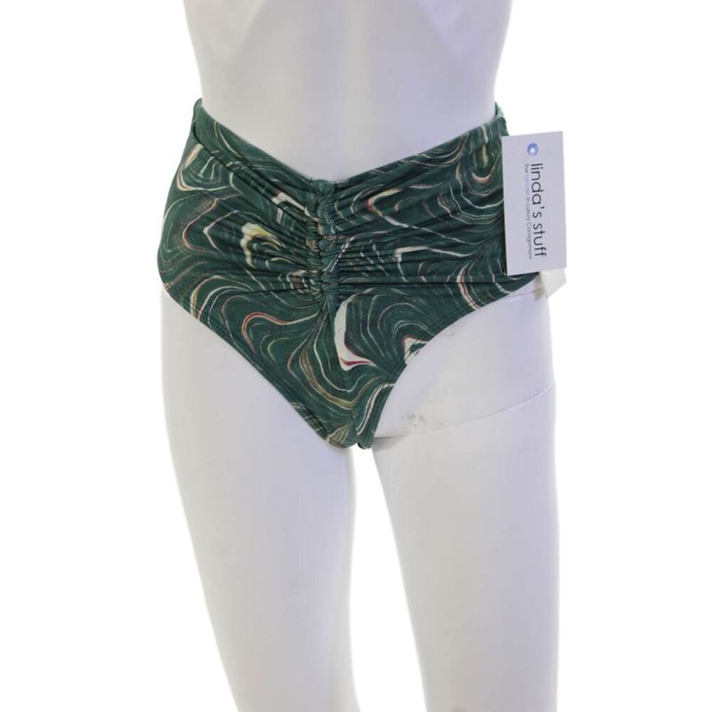 Sea Womens Amara Marble Print Bikini Bottoms - Green Size XXS